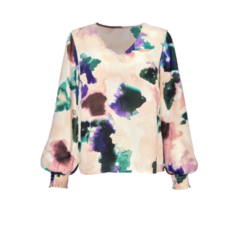 CABI Multicolor Abstract Print Women's Top